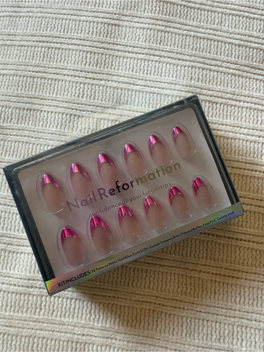 Nail Reformation Metallic Pink French Tip Press-On Nails